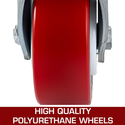 4 Pack 15.24 x 5.08 cm Caster Wheels 2 Rigid and 2 Swivel Casters with Side Brake Polyurethane Iron Core Plate 453.59 kg Capacity Per Wheel