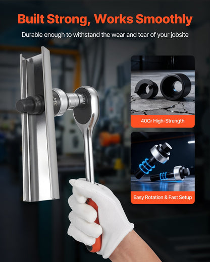 Knockout Punch Set, 12.7 to 50.8mm SLUG-Buster Ratchet Knockout Set, Ratchet Wrench Knockouts Punch Sets for Aluminum, Mild steel, Fiberglass, Plastics, 6 Die Sizes, 40Cr Steel Ko Tool Kit