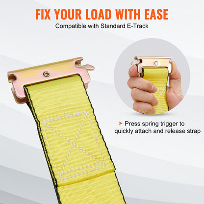 Ratchet Tie Down Straps (8PK), 1995.8 kg Break Strength, E-Track Endless Ratchet with 8 Premium 0.05 m x 4.6 m Rachet Tie Downs Heavy Duty, for Moving Securing Cargo, Appliances, Lawn Equipment