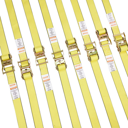 Ratchet Tie Down Straps (8PK), 1995.8 kg Break Strength, E-Track Endless Ratchet with 8 Premium 0.05 m x 4.6 m Rachet Tie Downs Heavy Duty, for Moving Securing Cargo, Appliances, Lawn Equipment