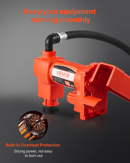 Bränsleöverföringspump 230V, 15 GPM 57 L/min, AC elektrisk oljeöverföringspump, med automatisk avstängning av bränslemunstycke och utloppsslang, högflödessats för bensin, diesel, fotogen, biodiesel, etanolblandningar