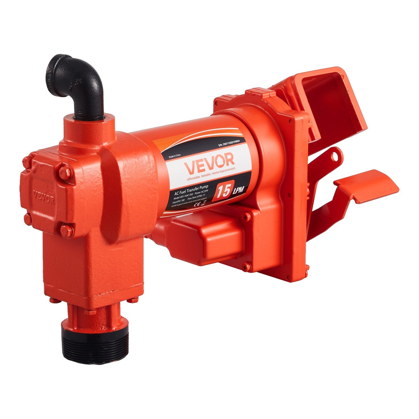 Bränsleöverföringspump 230V, 15 GPM 57 L/min, AC elektrisk oljeöverföringspump, med automatisk avstängning av bränslemunstycke och utloppsslang, högflödessats för bensin, diesel, fotogen, biodiesel, etanolblandningar