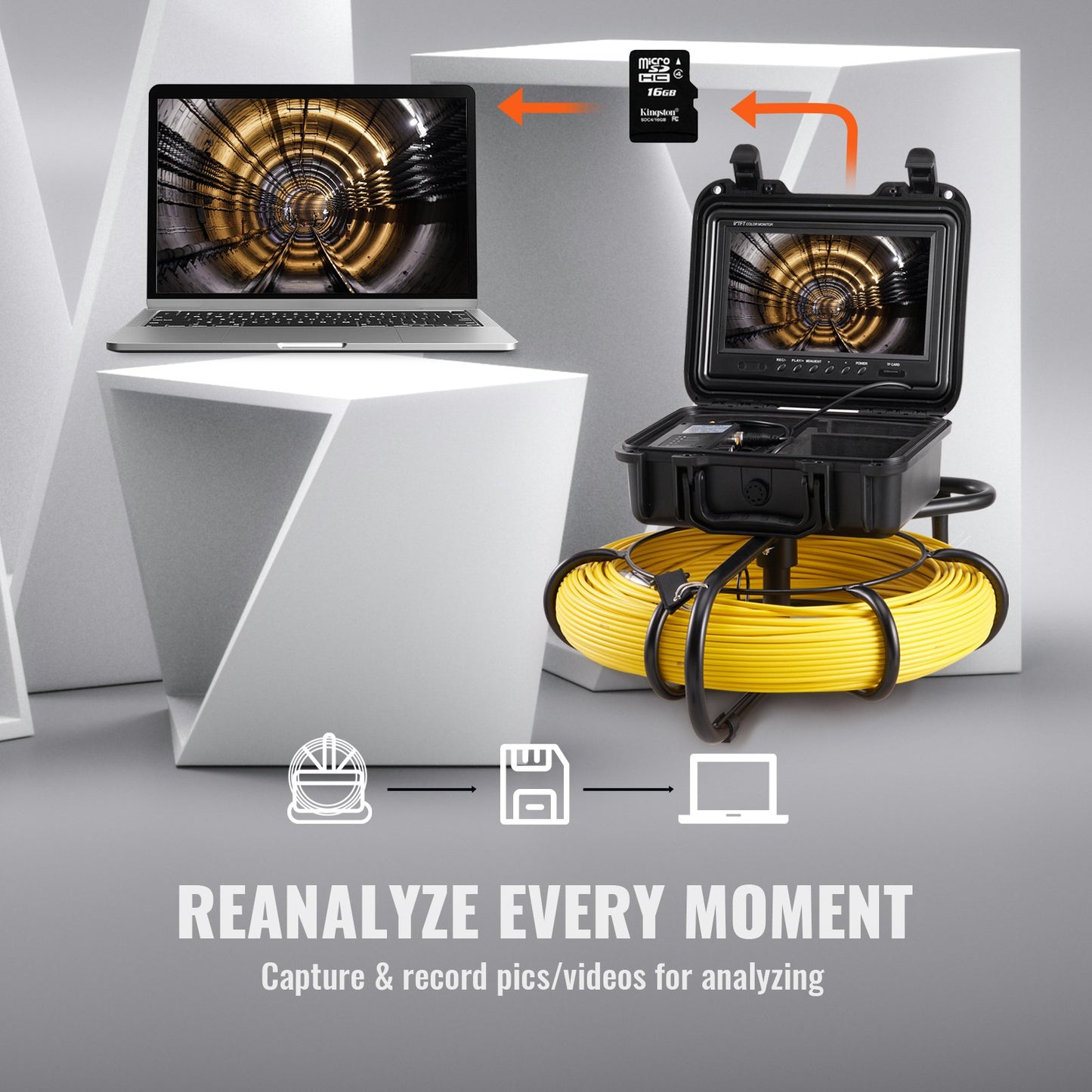 Sewer Camera Pipe Inspection Camera 22.9 cm 720p Screen Pipe Camera 119.8m