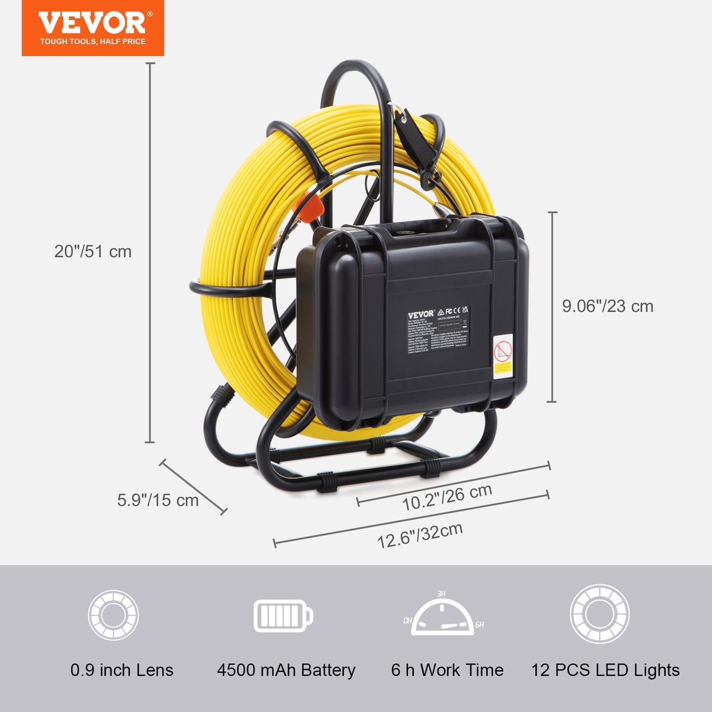 Sewer Camera Pipe Inspection Camera 22.9 cm 720p Screen Pipe Camera 119.8m