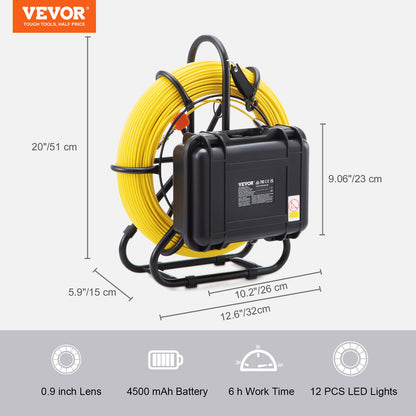 Sewer Camera Pipe Inspection Camera 22.9 cm 720p Screen Pipe Camera 119.8m