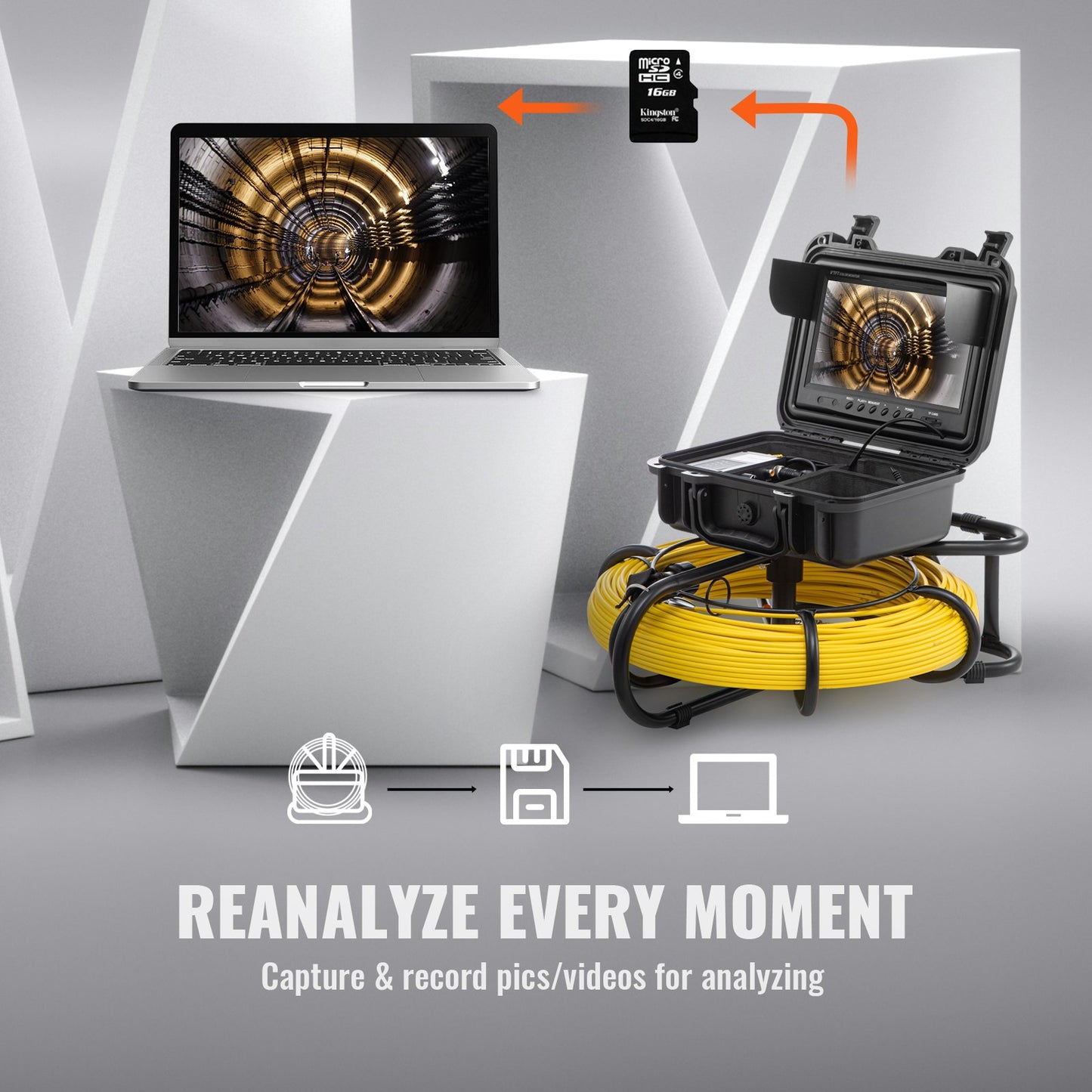 Sewer Camera Pipe Inspection Camera 22.9 cm 720p Screen Pipe Camera 91.4m