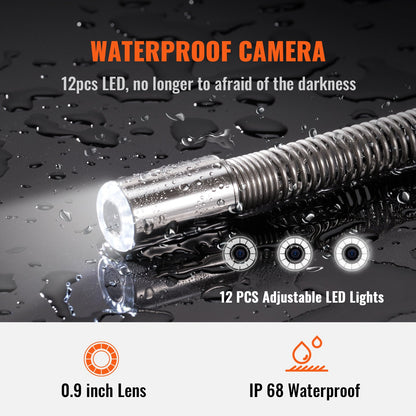 Sewer Camera Pipe Inspection Camera 22.9cm 720p Screen Pipe Camera 50.3m