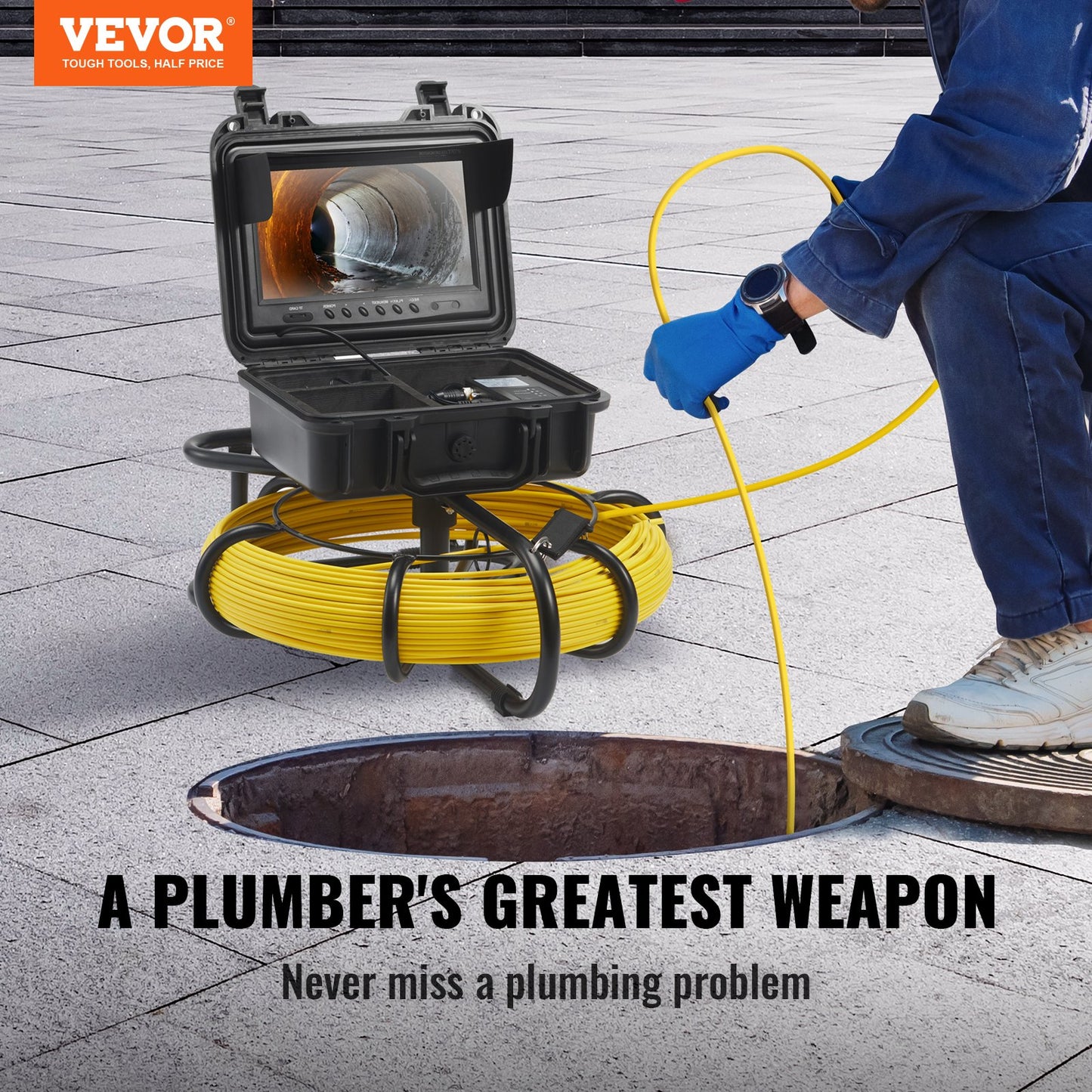 Sewer Camera Pipe Inspection Camera 22.9 cm 720p Screen Pipe Camera 70.1m