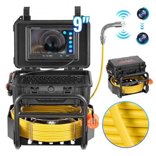 Sewer Camera, 230 ft/70m, Self-Leveling Drain Camera with 512Hz Transmitter, Distance Counter, 9" Screen 1080P HD Snake Plumbing Camera with Light-12 LED & 32GB Card for Duct Pipe