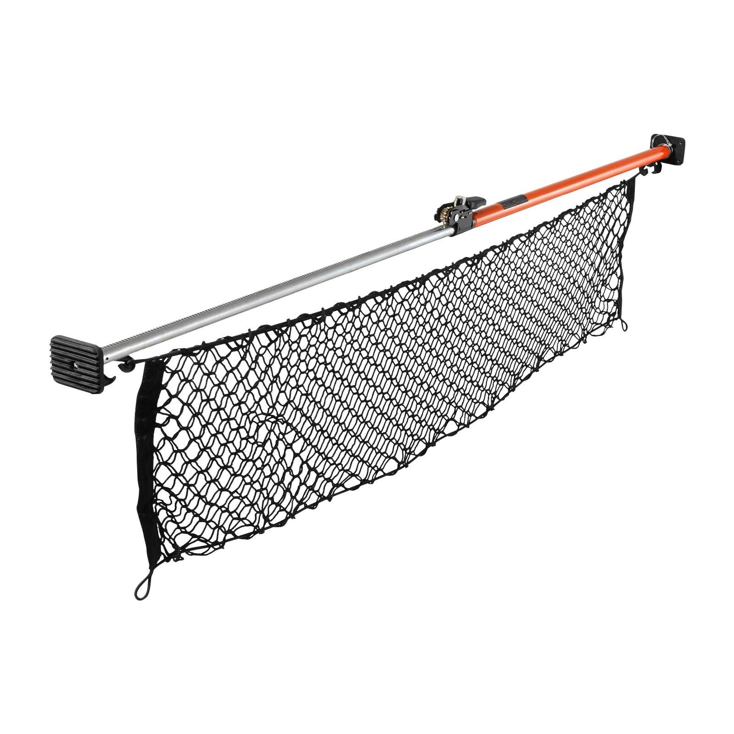 Cargo Bar, Ratcheting Cargo Bar Adjustable from 1016mm to 1854mm, Heavy-duty Steel Cargos Stabilizer with Storage Net & Non-Slip Pads, Telescoping Load Lock Bars for SUVs, Sedans, Vans