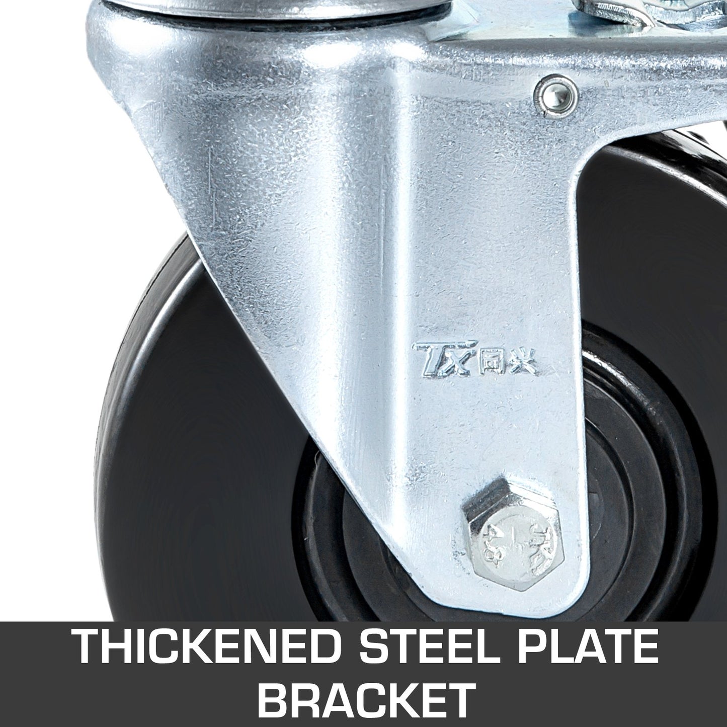 4 Pack 5" Scaffolding Rubber Swivel Caster Wheels with Dual Locking Heavy Duty Casters 1" Solid Round Stem 280LBS Capacity Per Wheel for Warehousing and Industrial Equipment