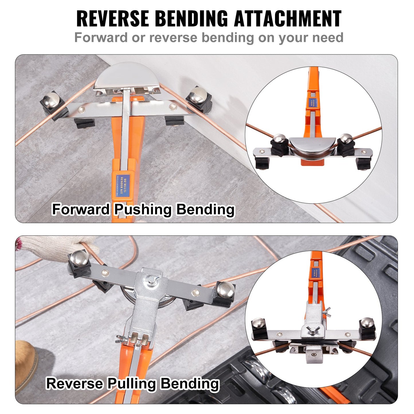 Pipe Tube Bender, 6.4mm-22.2mm Ratcheting Tubing Benders, 90° Forward/Reverse Pipes Bending Tools with 7 Dies for HVAC Air Conditioning Refrigerator Repair
