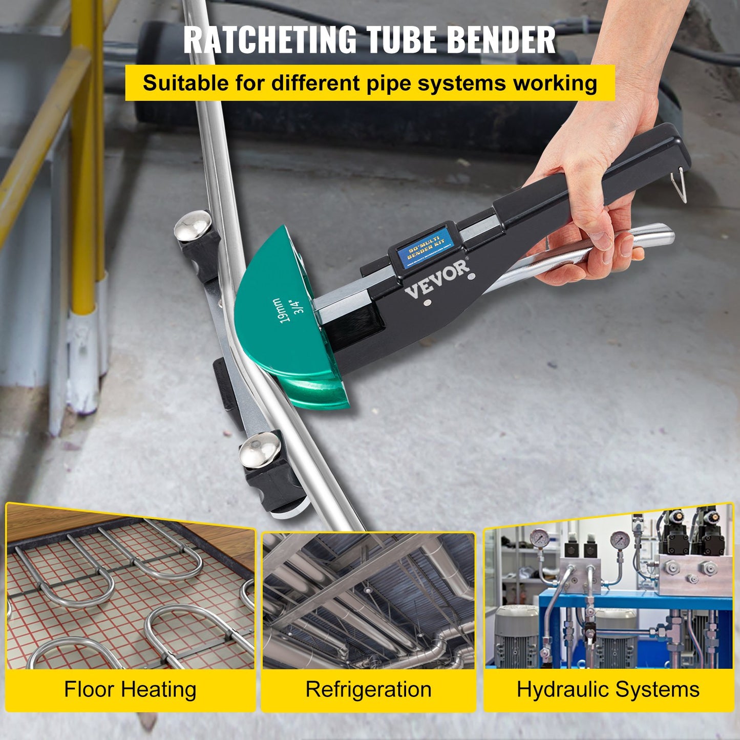 Copper Pipe Bender, 7 Colorful Dies 1/4-7/8 inch 90 Degrees Forward and Reverse Bending, 6-22 mm for Copper & Aluminum Tubes with Reverse Bend Attachment