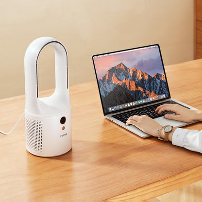 Desk Fan Bladeless, 12.99 Inch Kids-Friendly Personal Portable Desk Fan, 6-Speed USB Quiet Cooling Small Tower Fan with Button Control, Blows Cold Air for Office, Home (Plug to Use, No Battery)