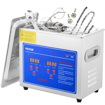 Professional Ultrasonic Cleaner, 2.85 L Ultrasonic Jewelry Cleaner with Digital Timer & Heater, Stainless Steel Industrial Sonic Cleaner 40kHz for Glasses, Watches, Rings, Small Parts