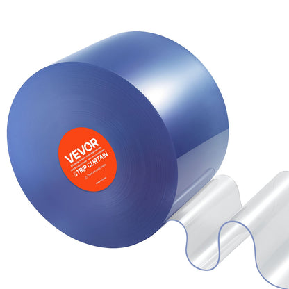 Clear PVC Strip Curtain, 45.7 m Length x 20 cm Width, Plastic Door Strip Bulk Roll, Walk in Freezer Cooler Curtain Strips for Doorways of Supermarket, Garage, Warehouse, Barn, Pet Animal House