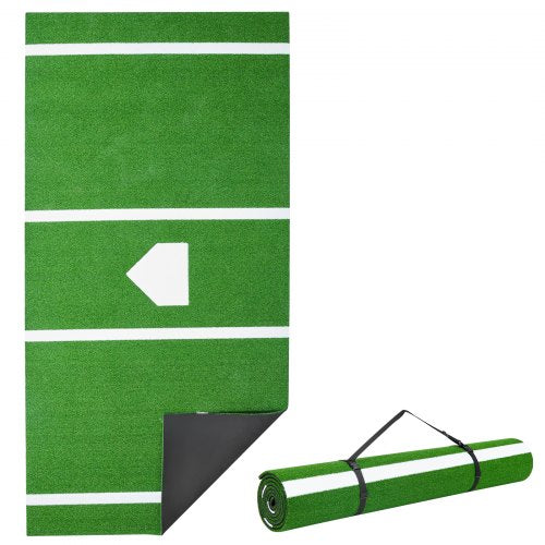 Baseball Hitting Mat, 366x183cm Batting Cage Mat, Batters Box Turf Mats, Softball Batting Practice Equipment with Home Plate and Anti Fade Turf, Portable Training Aid for Indoor Outdoor, Green