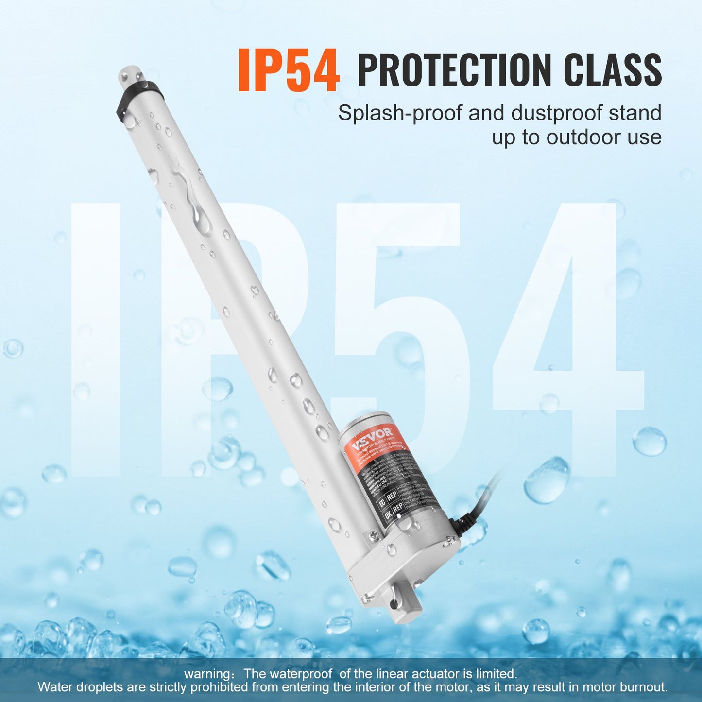 Linear Actuator 12V 40.6 cm High Load 149.7 kg/1500N 0.5 cm/s IP54 Protection