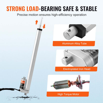 Linear Actuator 12V 45.7 cm High Load 149.7 kg/1500N 0.5 cm/s IP54 Protection