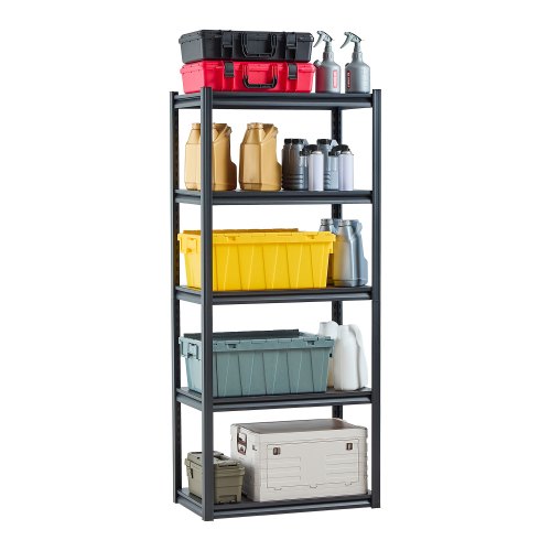 Storage Shelves, 2000 lbs, 5 Tier Garage Storage Shelving, 18" D x 32" W x 72" H Adjustable Metal Shelves for Garage Shelves Utility Rack Shelf, Ideal for Kitchen, Warehouse, Basement, Black