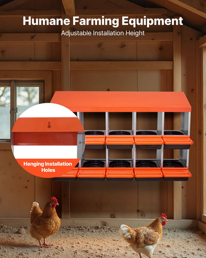 2-våningars hönsholkar, 10 fack, äggläggningslådor i metall med skyddande uppsamlingslock, utrullbar holk, enkel att montera, perfekt för höns, ankor, kycklingar och andra fjäderfän