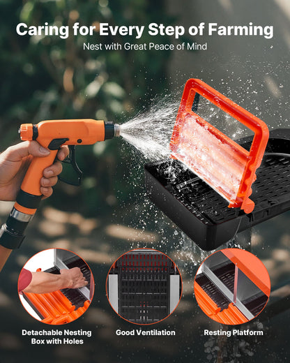 2-våningars hönsholkar, 10 fack, äggläggningslådor i metall med skyddande uppsamlingslock, utrullbar holk, enkel att montera, perfekt för höns, ankor, kycklingar och andra fjäderfän