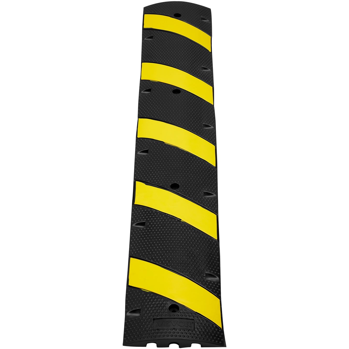 2PCs Rubber Speed Hump 183 x 30 x 4.5 cm, 2 Channel, 100000 kg Capacity Heavy Duty Traffic Speed Bump, with High Reflective Yellow Strip 8 Expansion Screws and 1 Drill, for Asphalt Concrete Gravel Roads