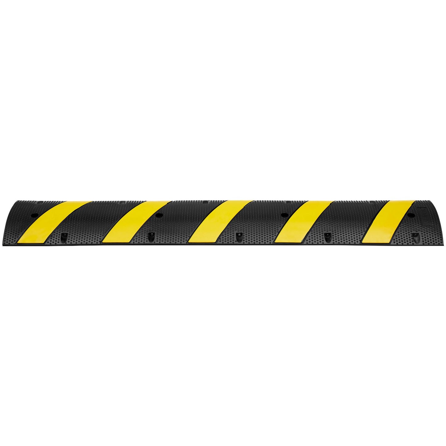 2PCs Rubber Speed Hump 183 x 30 x 4.5 cm, 2 Channel, 100000 kg Capacity Heavy Duty Traffic Speed Bump, with High Reflective Yellow Strip 8 Expansion Screws and 1 Drill, for Asphalt Concrete Gravel Roads