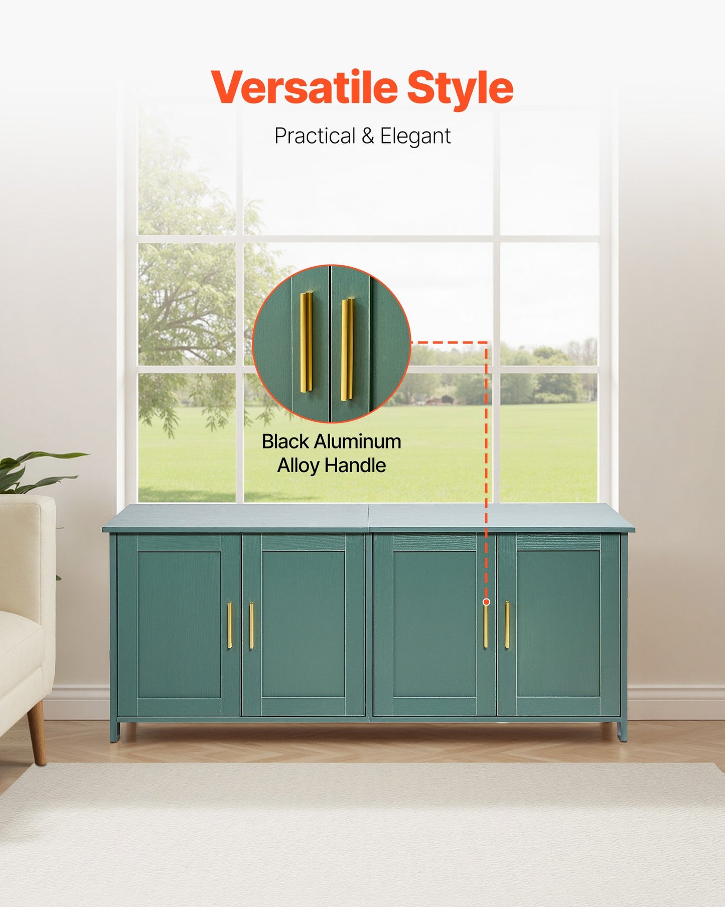 Kattlåda för flera katter, 120 cm dold kattlåda med 4 dörrar och 2 ingångar, inomhustoalett för katter, sidobord i trä för kattmöbler, passar de flesta kattlådor, grön