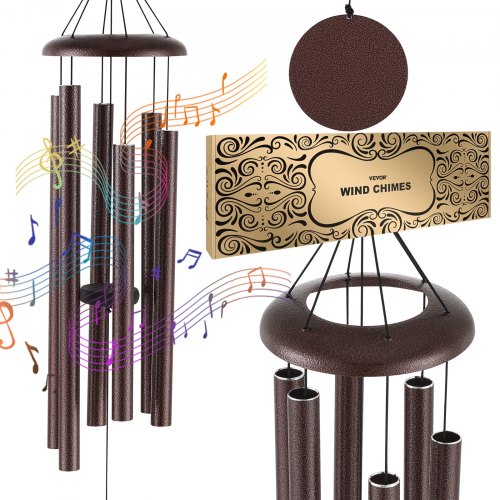 Wind Chimes for Outside, 1143 mm, Deep Tone Wind Chimes with 6 Tubes, Unique Large Memorial Wind Chimes for Anniversary, Amazing Outdoor Decor for Your Patio, Porch, Garden and Backyard, Bronze