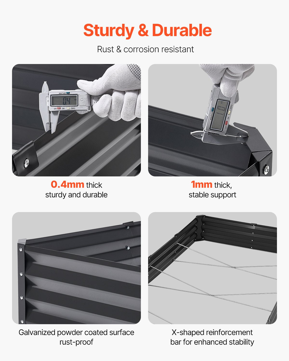 Metal Raised Garden Bed, 8 x 4 x 1 ft Outdoor Galvanized Planter Box, with Open Bottom, Large Planter Raised Bed for Gardening Vegetables, Flowers, Herbs, and Succulent Plants, Dark Gray