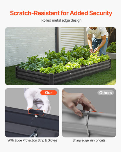 Metal Raised Garden Bed, 8 x 4 x 1 ft Outdoor Galvanized Planter Box, with Open Bottom, Large Planter Raised Bed for Gardening Vegetables, Flowers, Herbs, and Succulent Plants, Dark Gray