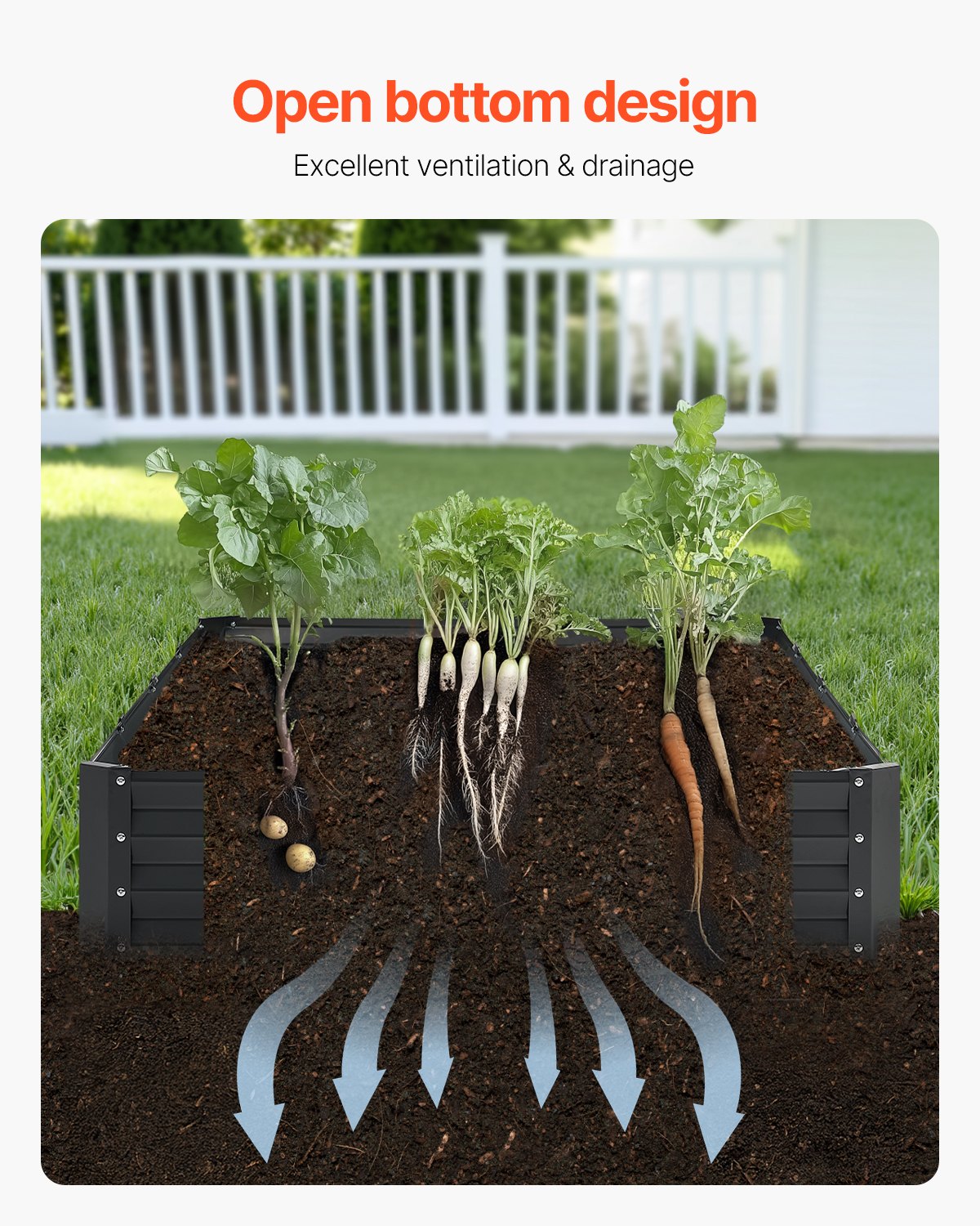 Metal Raised Garden Bed, 8 x 4 x 1 ft Outdoor Galvanized Planter Box, with Open Bottom, Large Planter Raised Bed for Gardening Vegetables, Flowers, Herbs, and Succulent Plants, Dark Gray