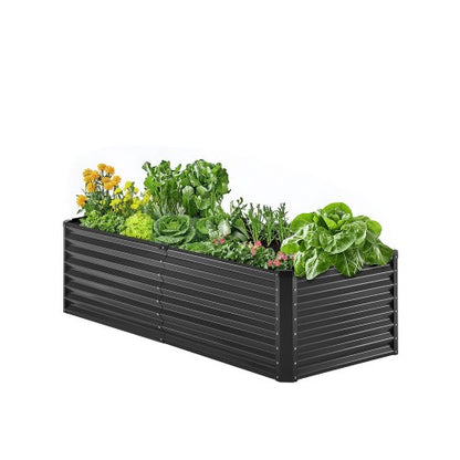 Metal Raised Garden Bed, 6 x 3 x 2 ft Outdoor Galvanized Planter Box, with Open Bottom, Large Planter Raised Bed for Gardening Vegetables, Flowers, Herbs, and Succulent Plants, Dark Gray