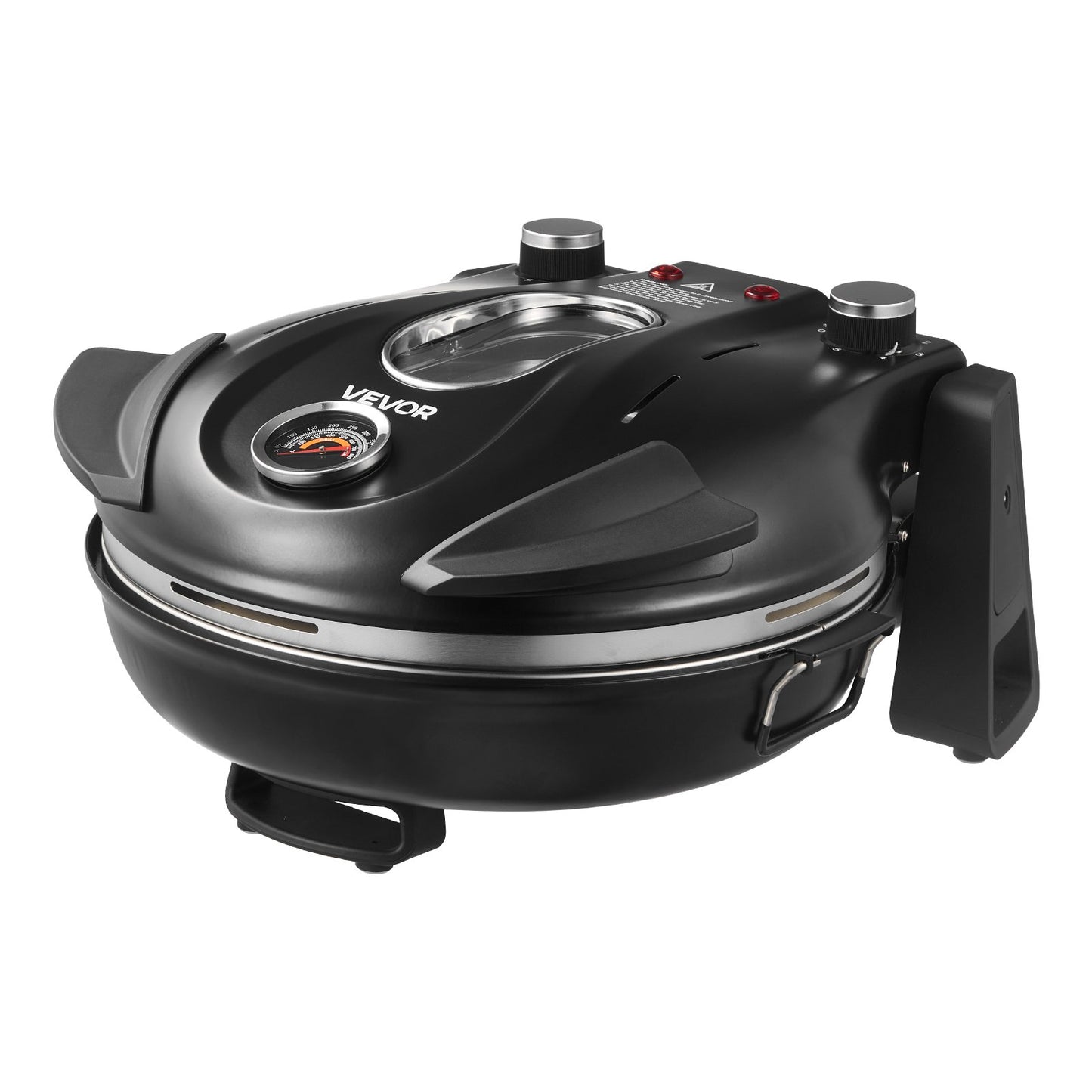 Pizza Oven, 304.8 mm Electric Pizza Maker, 1200W Electric Pizzas Cooker with Cordierite Stone, 5-Mode Temperature Control, Viewing Window for Precise Cooking, Heats up to 420℃, for Home (Black)