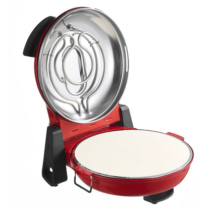 Pizza Oven, 304.8 mm Electric Pizza Maker, 1200W Electric Pizzas Cooker with Cordierite Stone, 5-Mode Temperature Control, Viewing Window for Precise Cooking, Heats up to 420℃, for Home (Red)