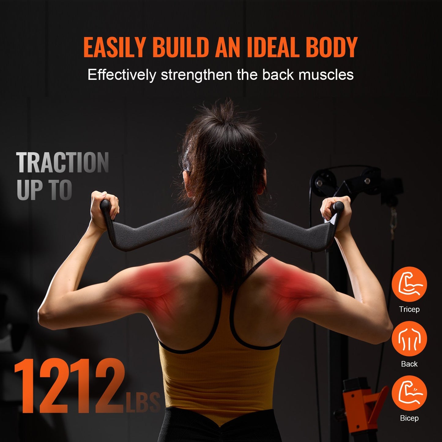 LAT Pulldown Attachments, Cable Machine Rowing T-bar V-bar 5 Set, Tricep Pull Down Bar, Back Strength Training Rubber Coated Handle Grip, Bicep Curl Tricep Lat Pulldown Bar for Home Gym Fitness