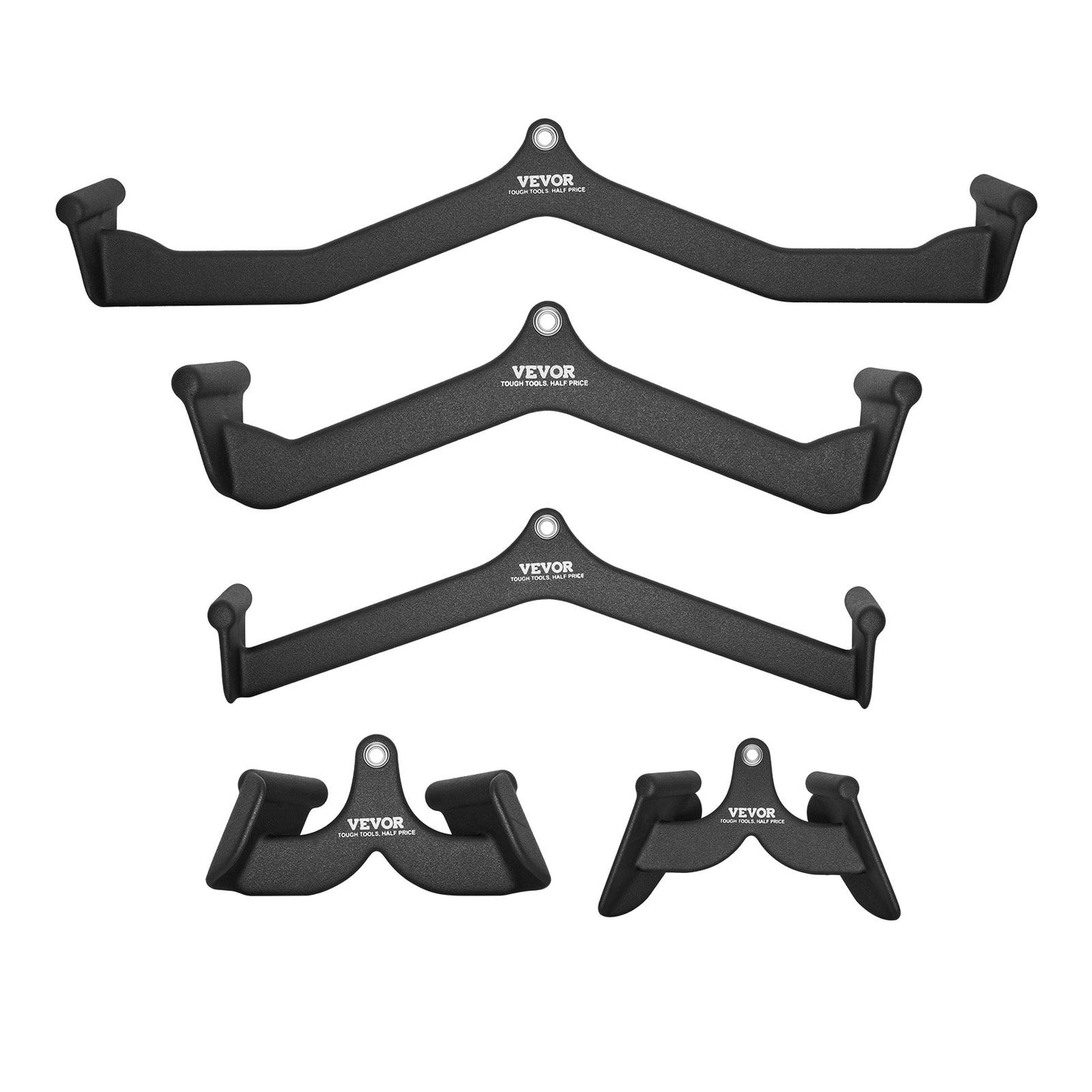 LAT Pulldown Attachments, Cable Machine Rowing T-bar V-bar 5 Set, Tricep Pull Down Bar, Back Strength Training Rubber Coated Handle Grip, Bicep Curl Tricep Lat Pulldown Bar for Home Gym Fitness