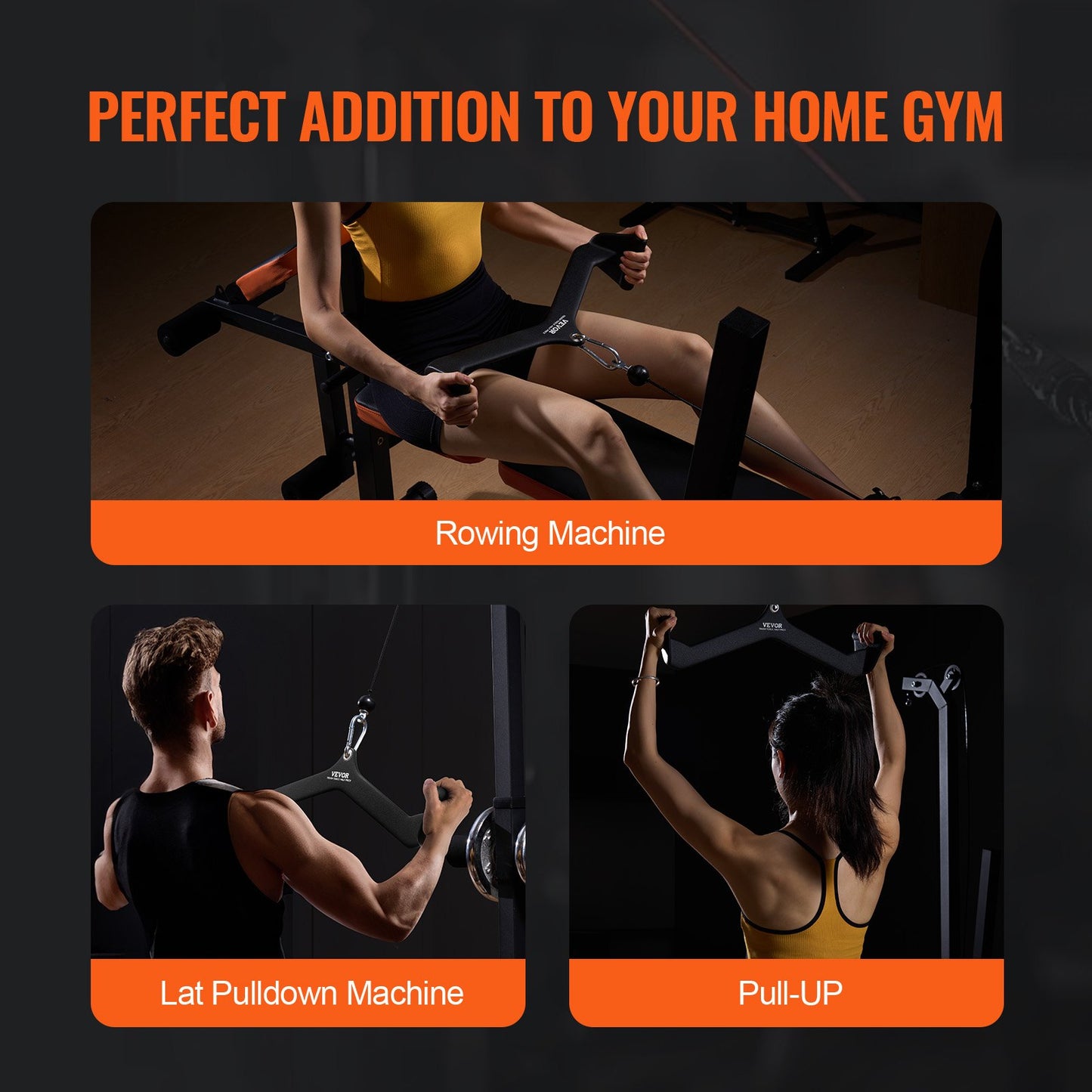 LAT Pulldown-tillbehör, V-stångstillbehör för rodd med kabelmaskin, triceps-pulldown-stång, gummibelagt handtag för ryggstyrketräning, bicepscurl, triceps-lats-pulldown-stång för hemmagym