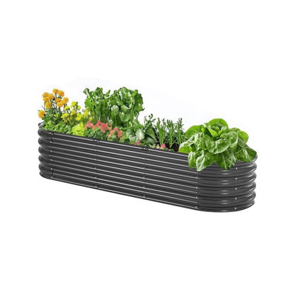 Metal Raised Garden Bed, 6.53 x 1.96 x 1.4 ft Outdoor Galvanized Planter Box, Open Bottom, Large Oval Planter Raised Bed for Gardening Vegetables, Flowers, Herbs, and Succulent Plants, Dark Gray