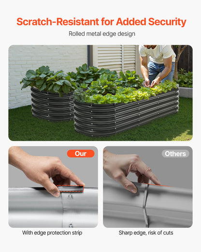 Metal Raised Garden Bed, 6.53 x 1.96 x 1.4 ft Outdoor Galvanized Planter Box, Open Bottom, Large Oval Planter Raised Bed for Gardening Vegetables, Flowers, Herbs, and Succulent Plants, Dark Gray