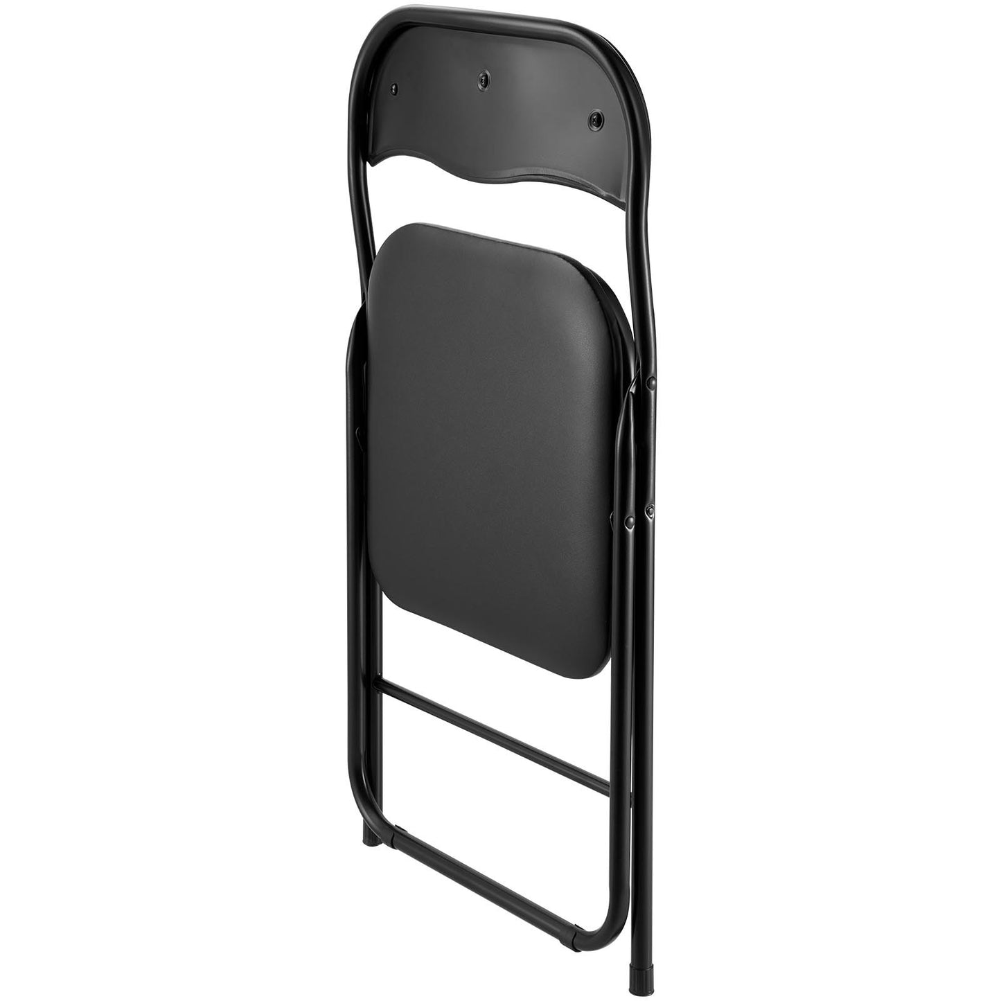 4-pack fällstolar, hopfällbara läderfåtöljer med kraftig metallram och vadderad dyna, bärbara hopfällbara kortbordsstolar, stapelbara säten för hem, trädgård, fester, evenemang, svart