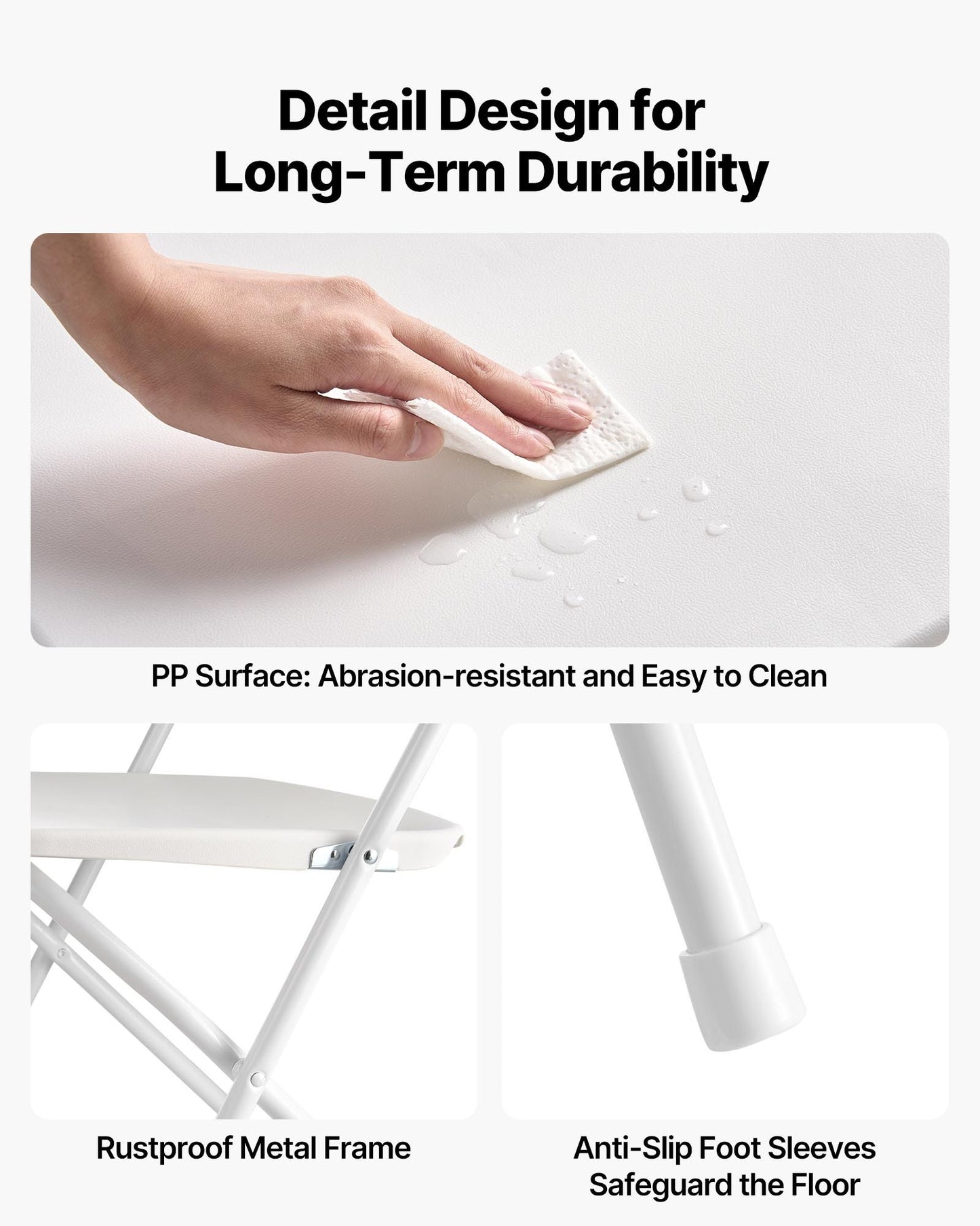 6-pack fällstolar, hopfällbara plaststolar med kraftig metallram, bärbara hopfällbara kortstolar, stapelbara inomhus- och utomhusstolar för hem, trädgård, fester, evenemang, vit