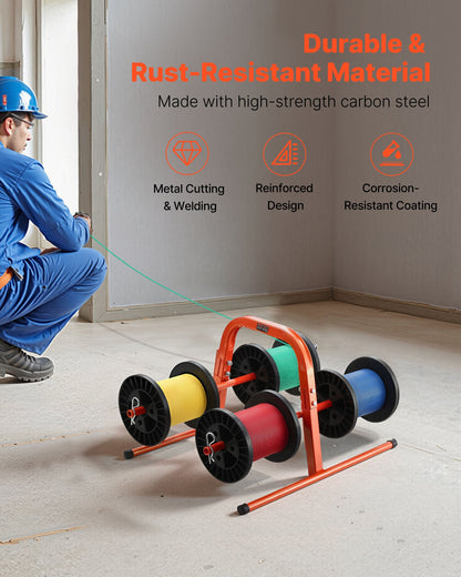 Trådrullställ, 45 kg / 100 lbs kapacitet, smart handhållen caddie, kraftig ståltrådshållare för upp till 8 spolar, MAX 240 mm / 9,45 tum diameter, enkel lyftdesign för elektrisk industriell och detaljhandelsbruk