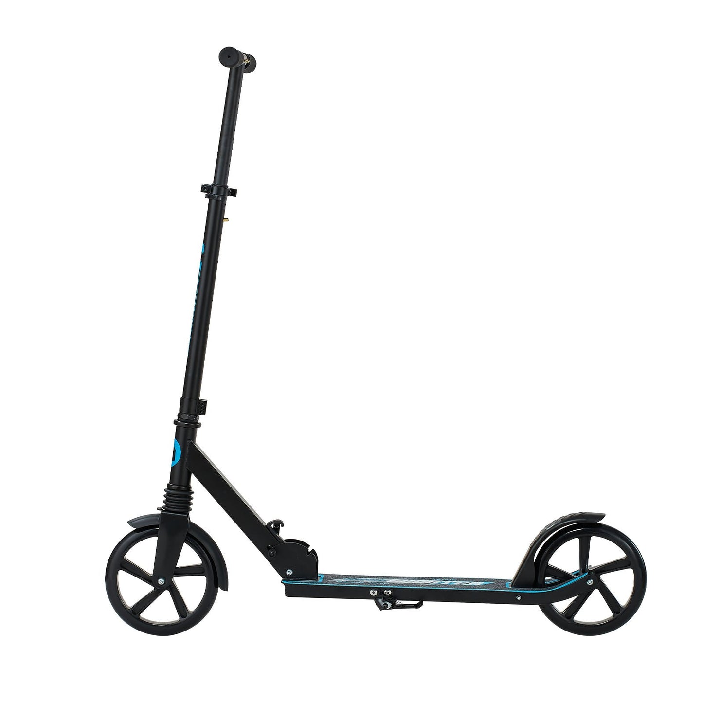 Kick Scooter for Kids Ages 8+, Teens & Adults, 2-Wheel Toddler Scooter with Adjustable Height Handlebar, Wide Anti-Slip Deck, Foldable Lightweight for Boys & Girls up to 99.8 kg, Black + Blue