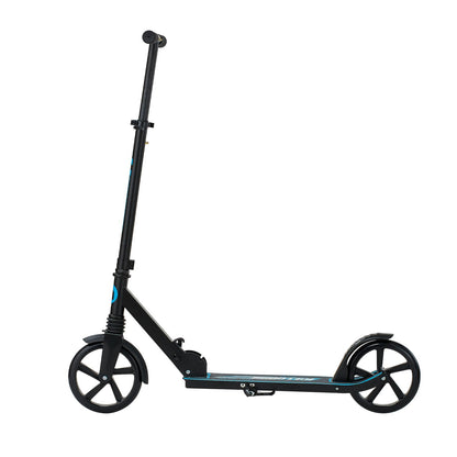 Kick Scooter for Kids Ages 8+, Teens & Adults, 2-Wheel Toddler Scooter with Adjustable Height Handlebar, Wide Anti-Slip Deck, Foldable Lightweight for Boys & Girls up to 99.8 kg, Black + Blue