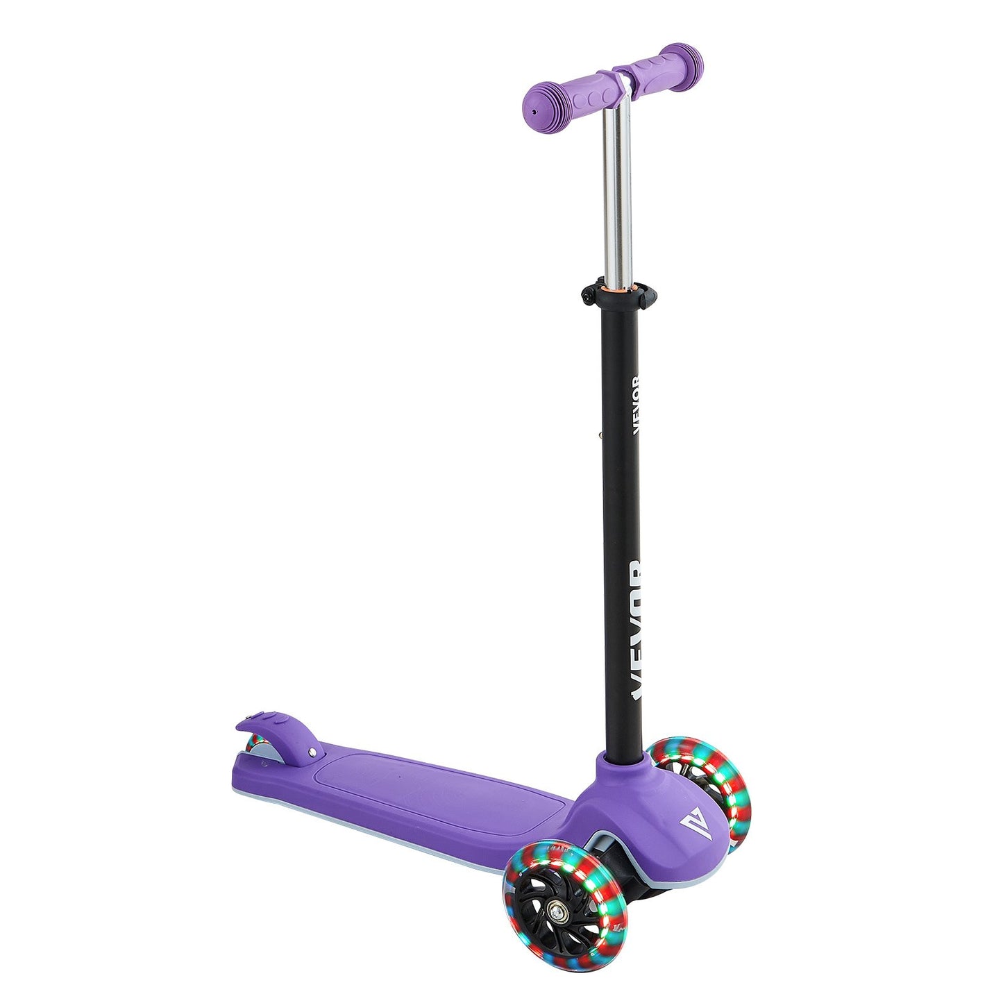 Kick Scooter for Kids Ages 3+, 3-Wheel Toddler Scooter with Light-Up Wheels, Adjustable Height Handlebar, Wide Anti-Slip Deck, Lightweight Aluminum Frame for Boys & Girls up to 74.8 kg, Purple