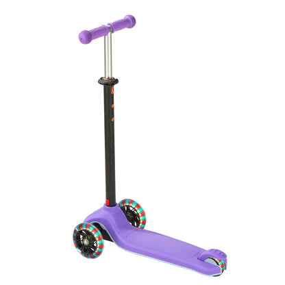 Kick Scooter for Kids Ages 3+, 3-Wheel Toddler Scooter with Light-Up Wheels, Adjustable Height Handlebar, Wide Anti-Slip Deck, Lightweight Aluminum Frame for Boys & Girls up to 74.8 kg, Purple