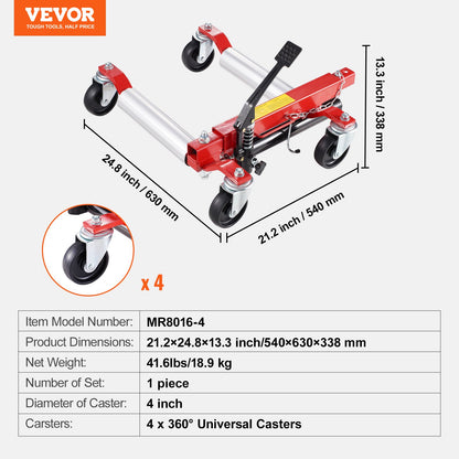 Wheel Dolly, Max Capacity 1500 Lbs Car Dolly, Car Jack Dolly Lifter with 360° Rotatable Wheels, Heavy Duty Vehicle Positioning Hydraulic Tire Jack, for Vehicle Car Auto Repair Moving