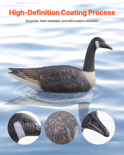 Canada Goose Decoys, Outdoors Goose Decoy for Waterfowl Hunting, Durable Plastic Floaters with Ultra Realistic Paint, for Pool, Pond, Lake, Garden Yard Decoration, Easy to Carry and Use, 6-Pack